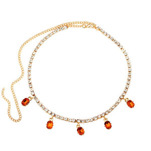 Iced Out Crystal Square Tennis Chain Necklace