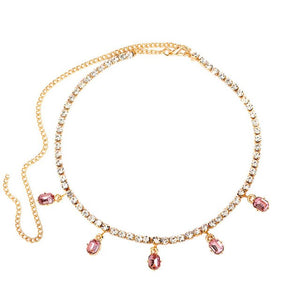 Iced Out Crystal Square Tennis Chain Necklace