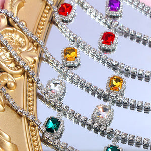 Iced Out Crystal Square Tennis Chain Necklace