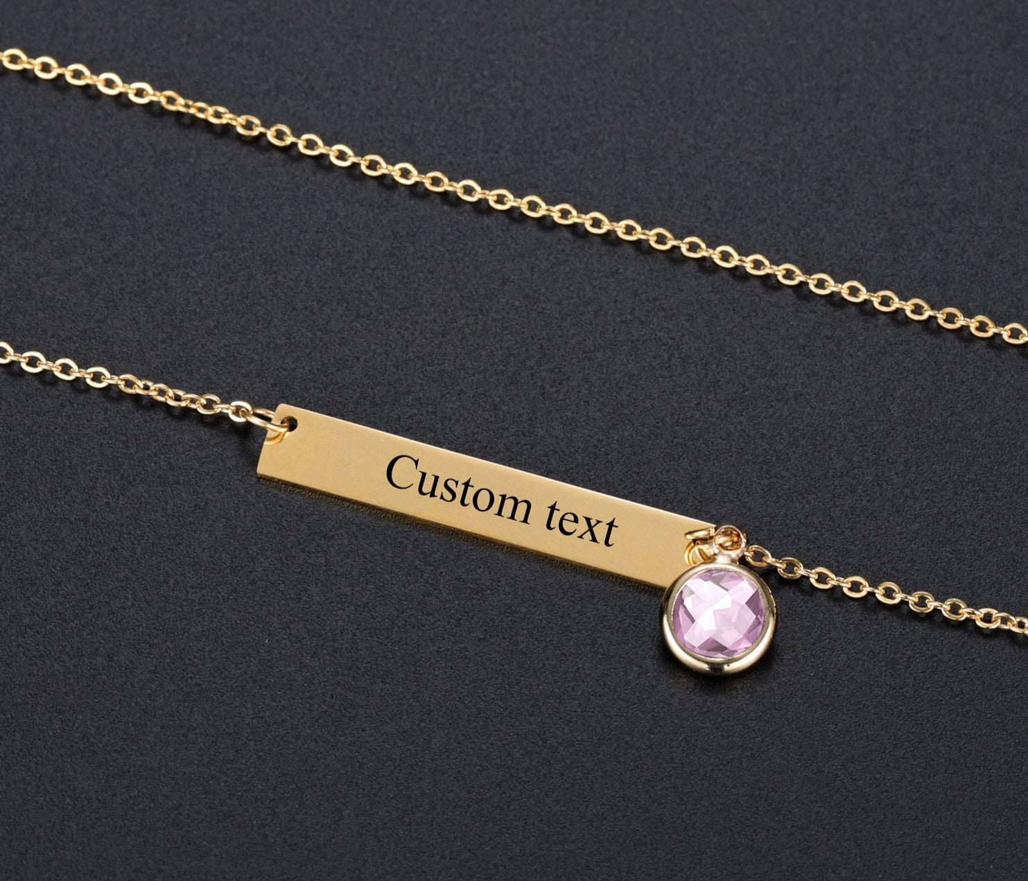 Personalized Birthstone Bar Necklace