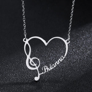 Personalized Treble Clef Music Necklace