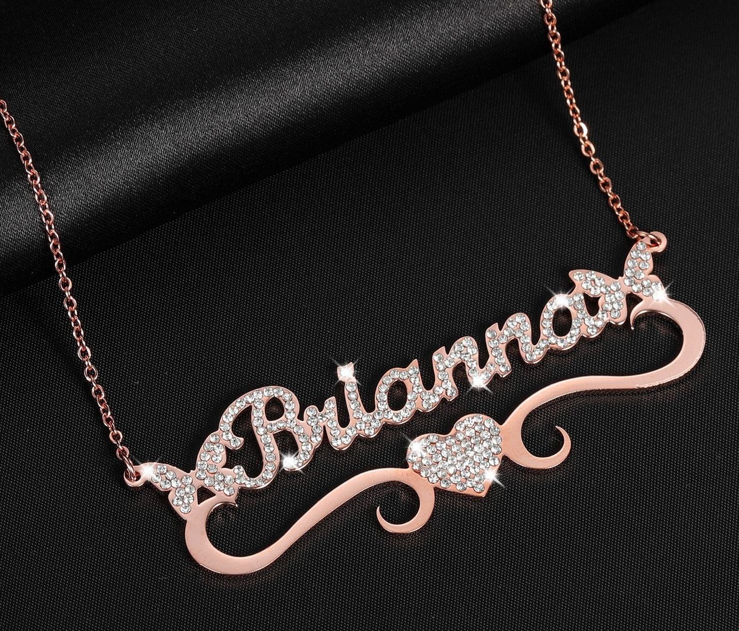 Personalized Iced Butterfly Heart Necklace