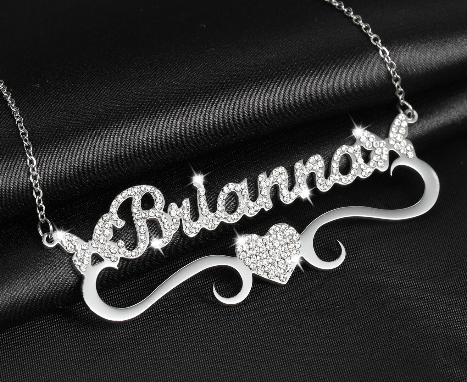 Personalized Iced Butterfly Heart Necklace