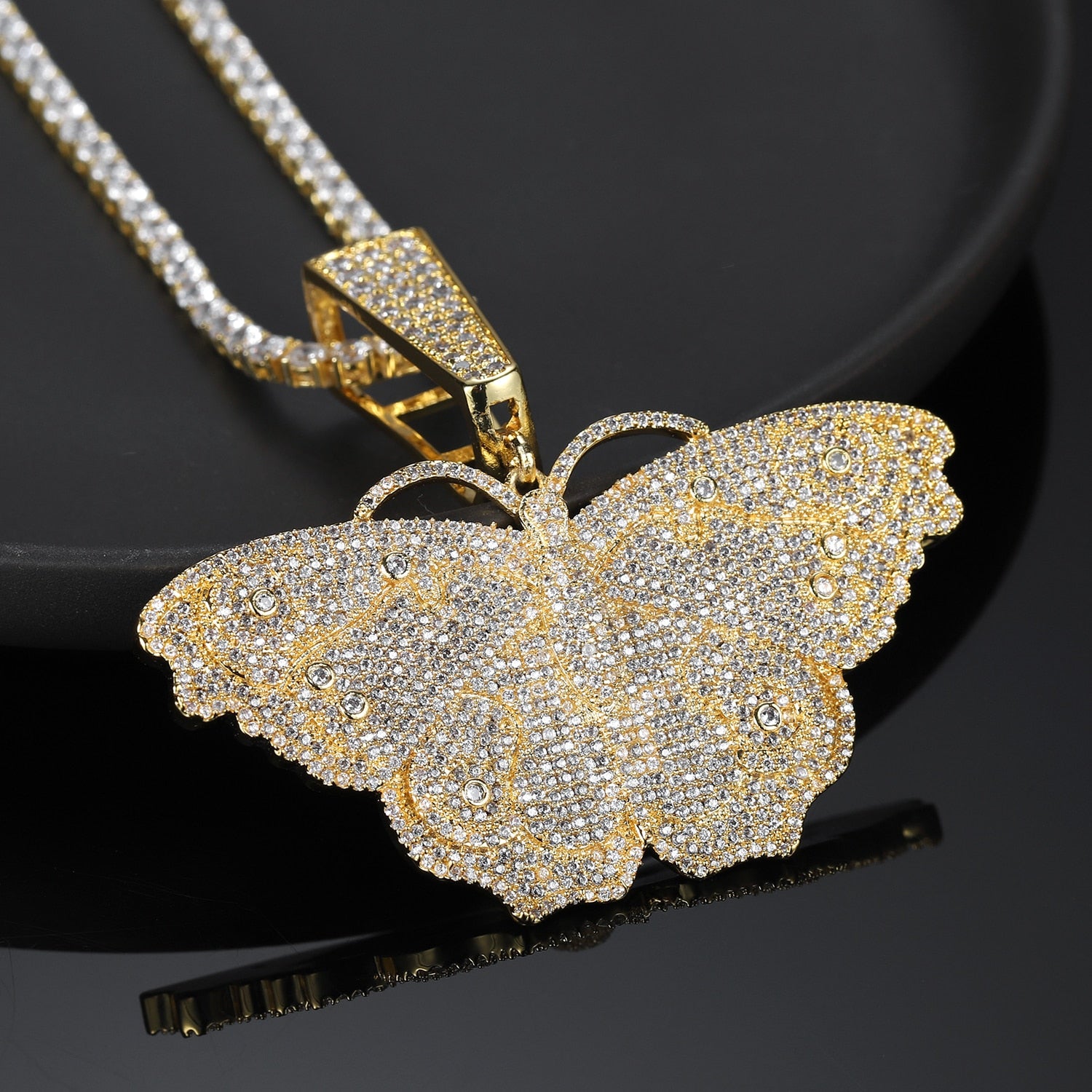 Blinged Butterfly Pendant Necklace