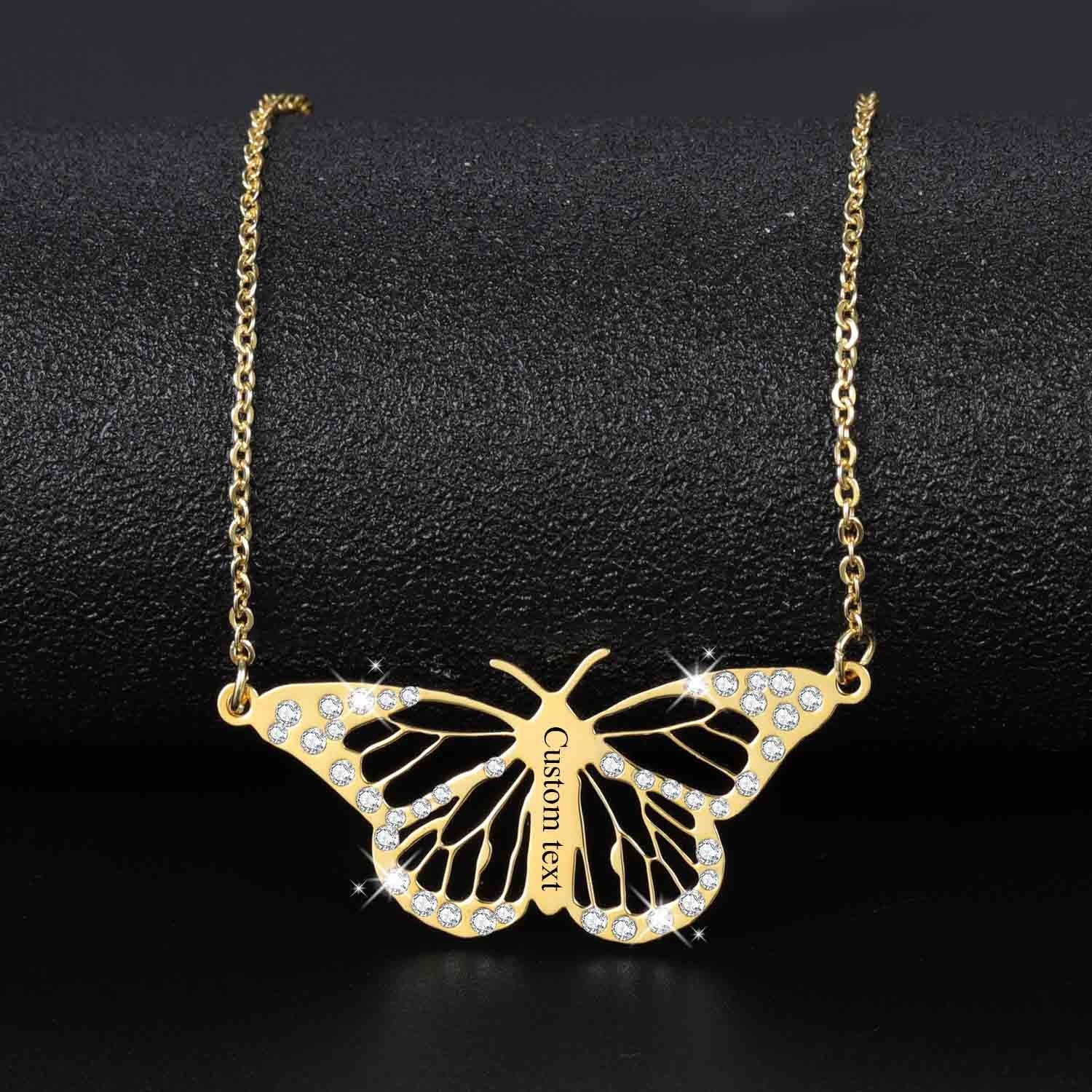 Personalized Blinged Butterfly Necklace