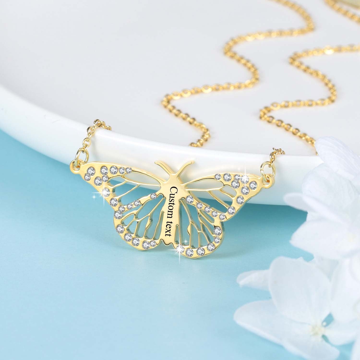 Personalized Blinged Butterfly Necklace