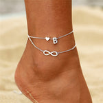 Infinity Heart Initial Anklet Bracelet