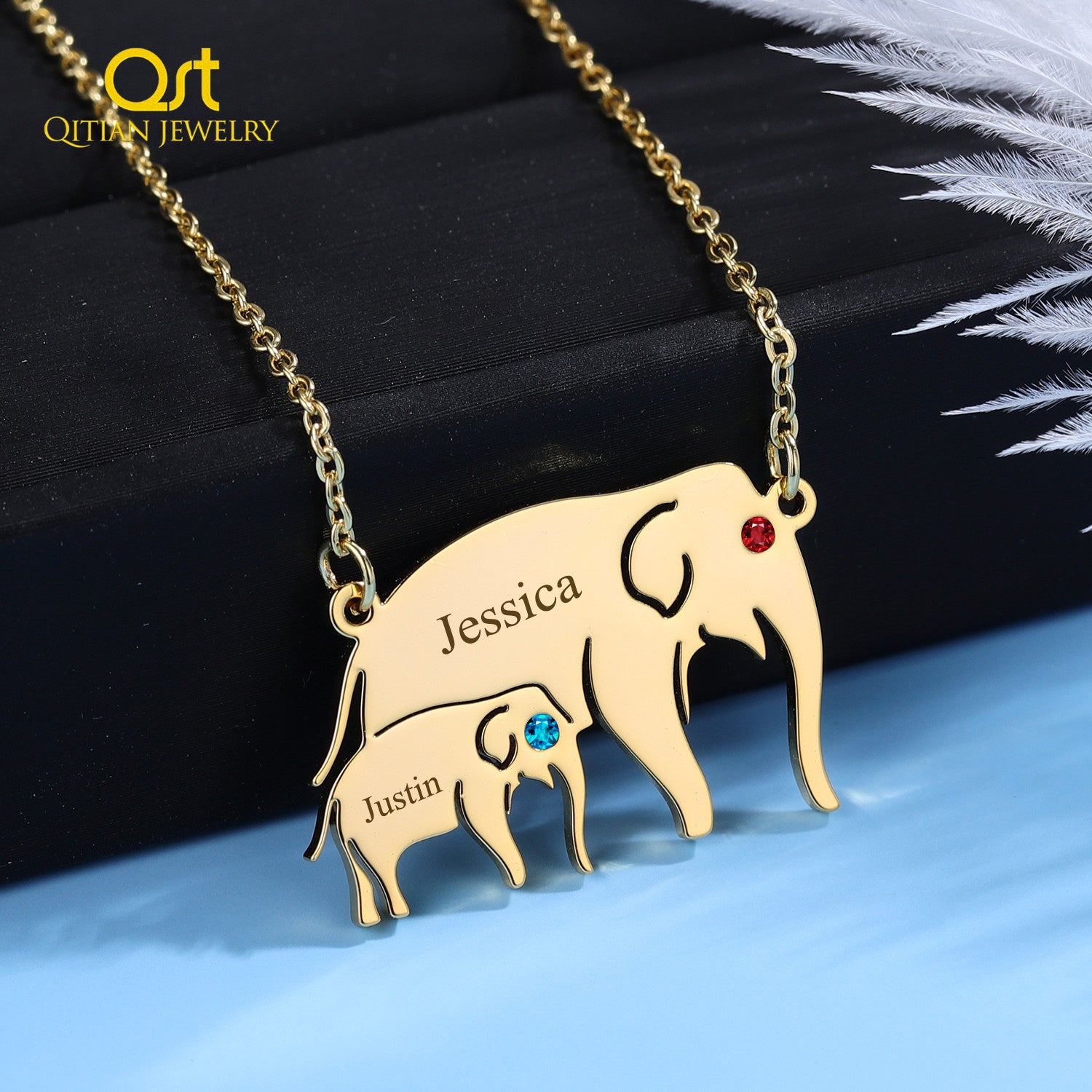 Personalized Elephant Pendant Necklace