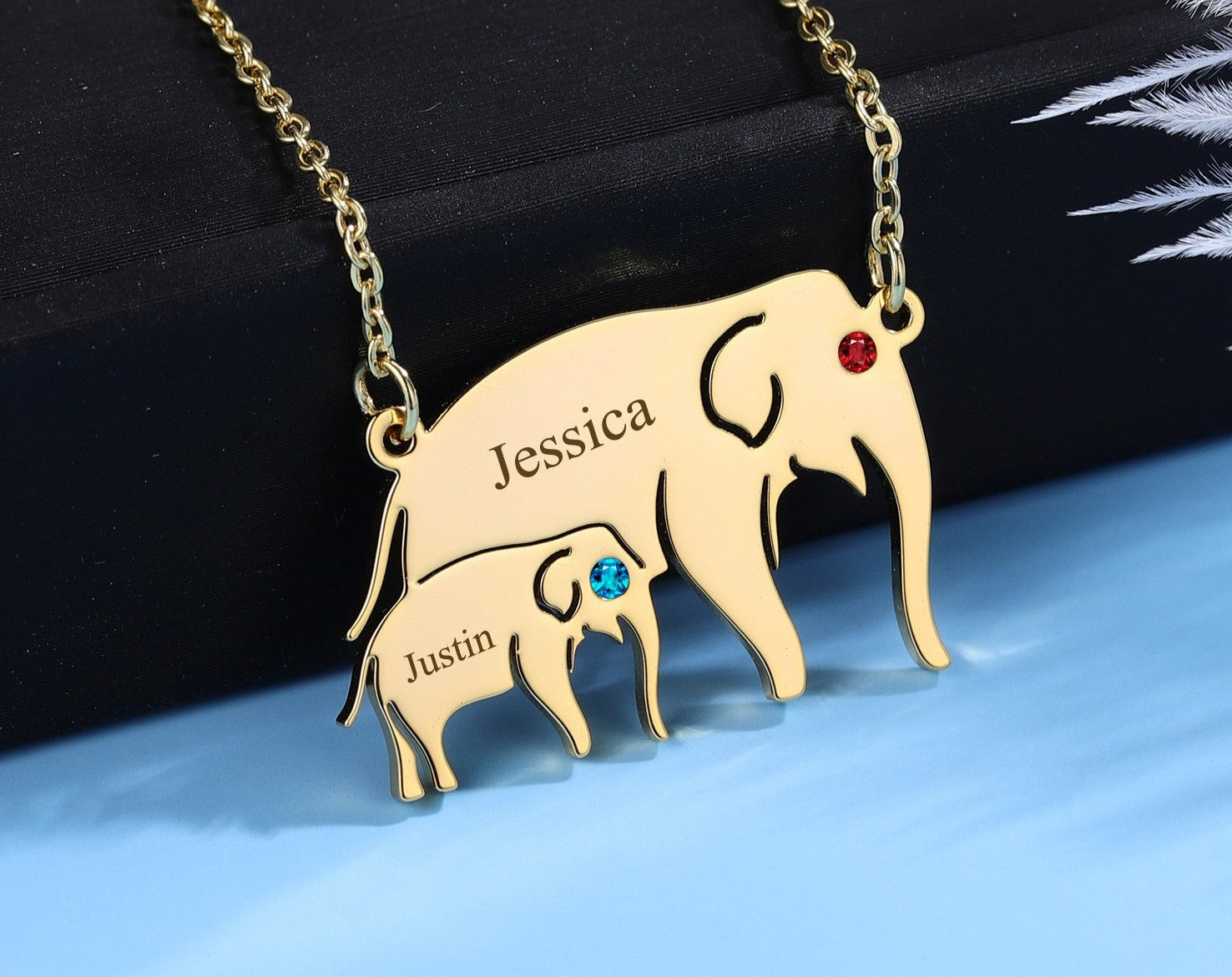 Personalized Elephant Pendant Necklace