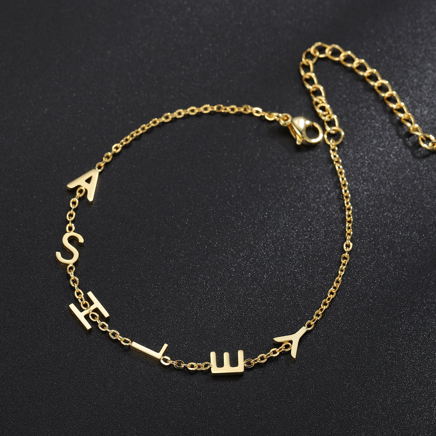 Personalized Initial Nameplate Anklet Bracelet