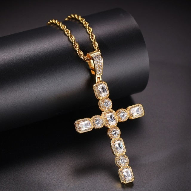 Iced Cross Pendant Necklace