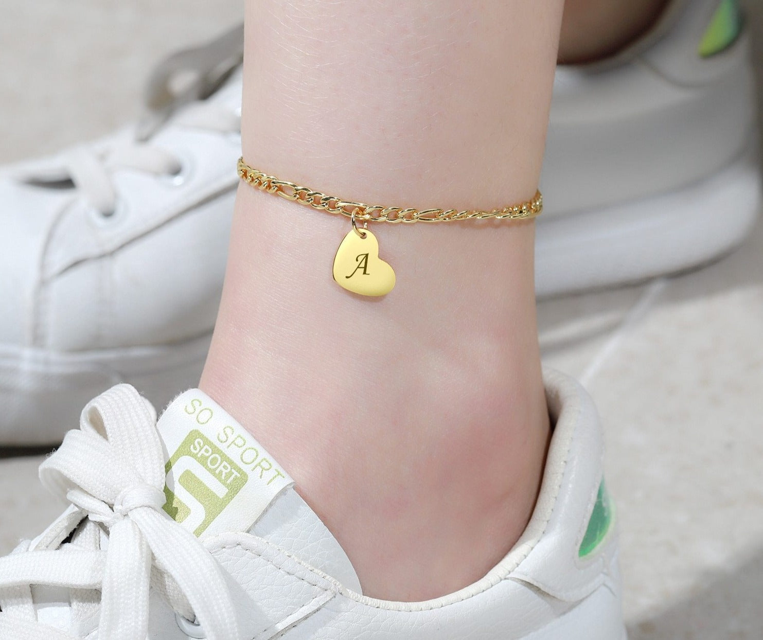 Personalized Heart Anklet Bracelet