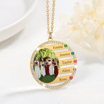 Personalized Family Birthstone Photo Necklace