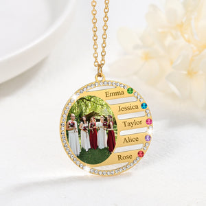 Personalized Family Birthstone Photo Necklace