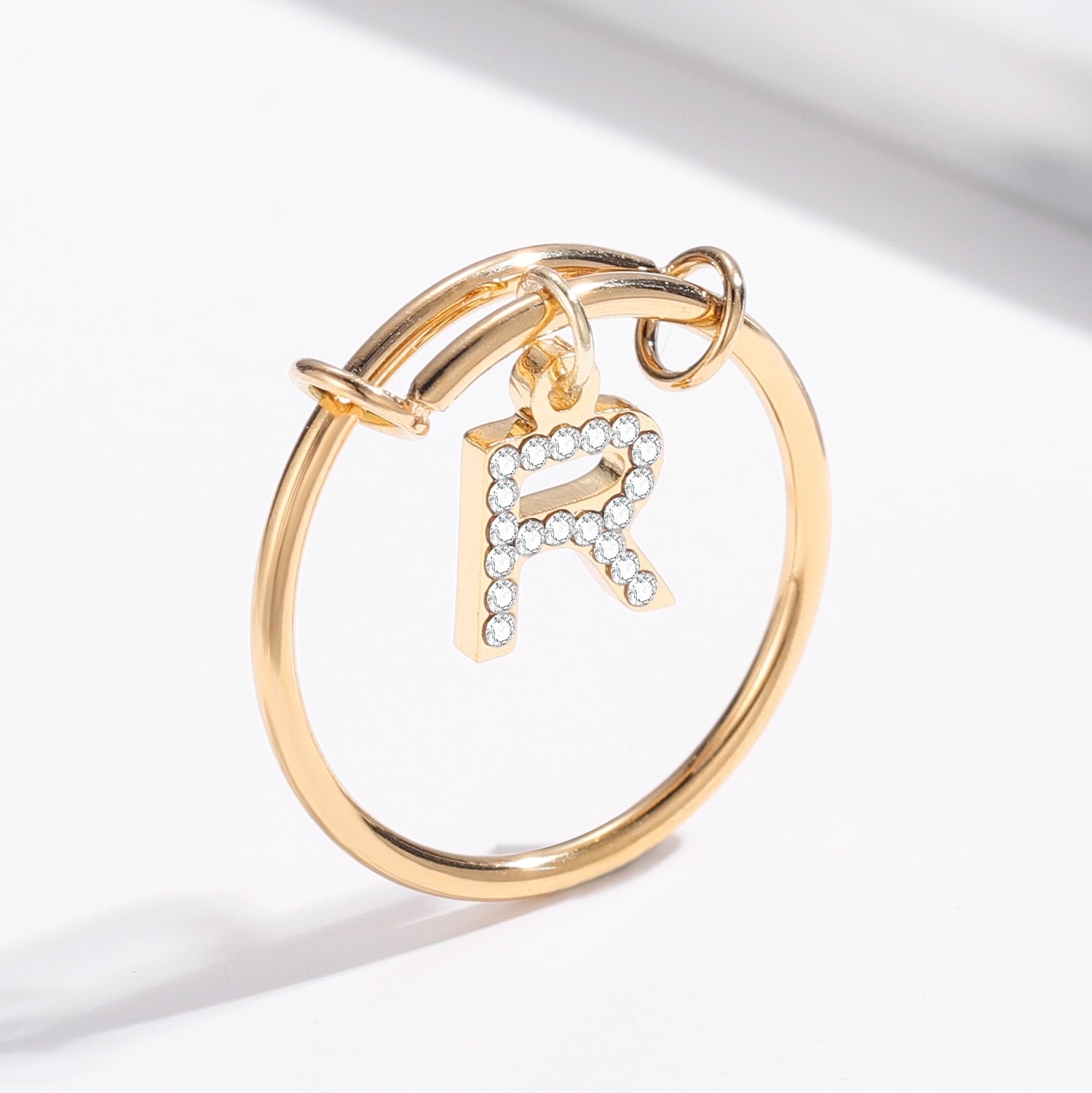 Iced A-Z Initial Letter Ring