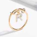 Iced A-Z Initial Letter Ring