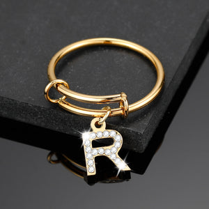 Iced A-Z Initial Letter Ring