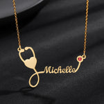Personalized Birthstone Stethoscope Necklace