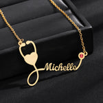 Personalized Birthstone Stethoscope Necklace