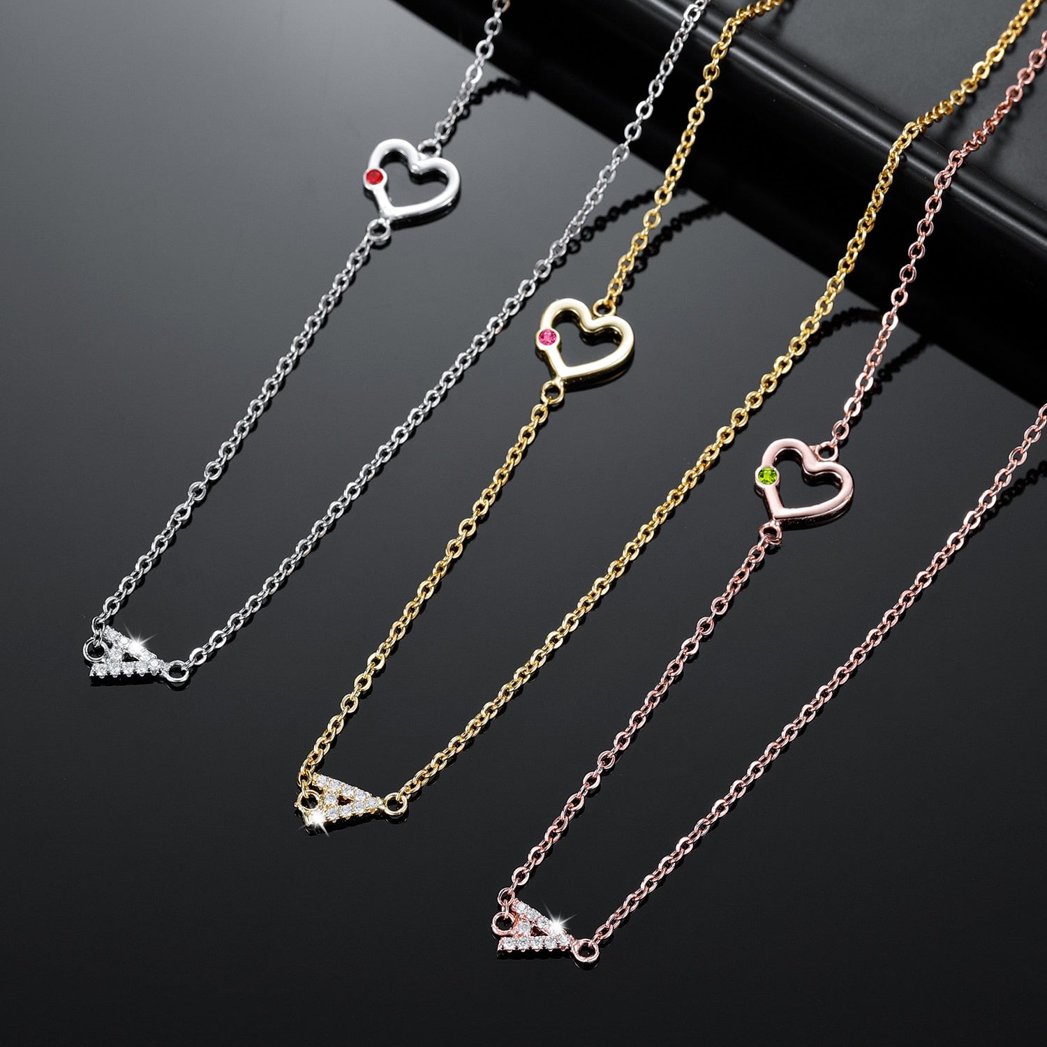 Initial Birthstone Heart Necklace