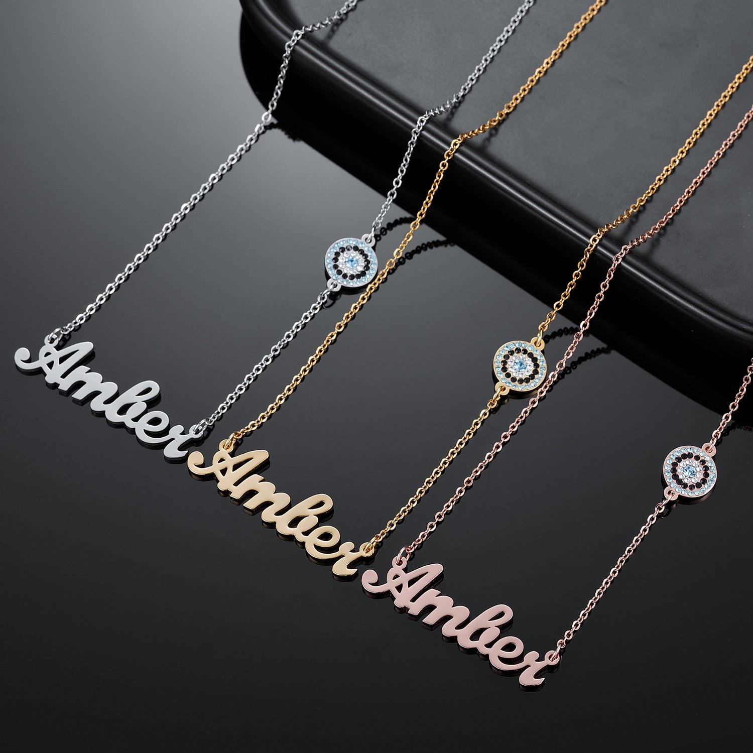 Personalized Evil Eye Name Necklace