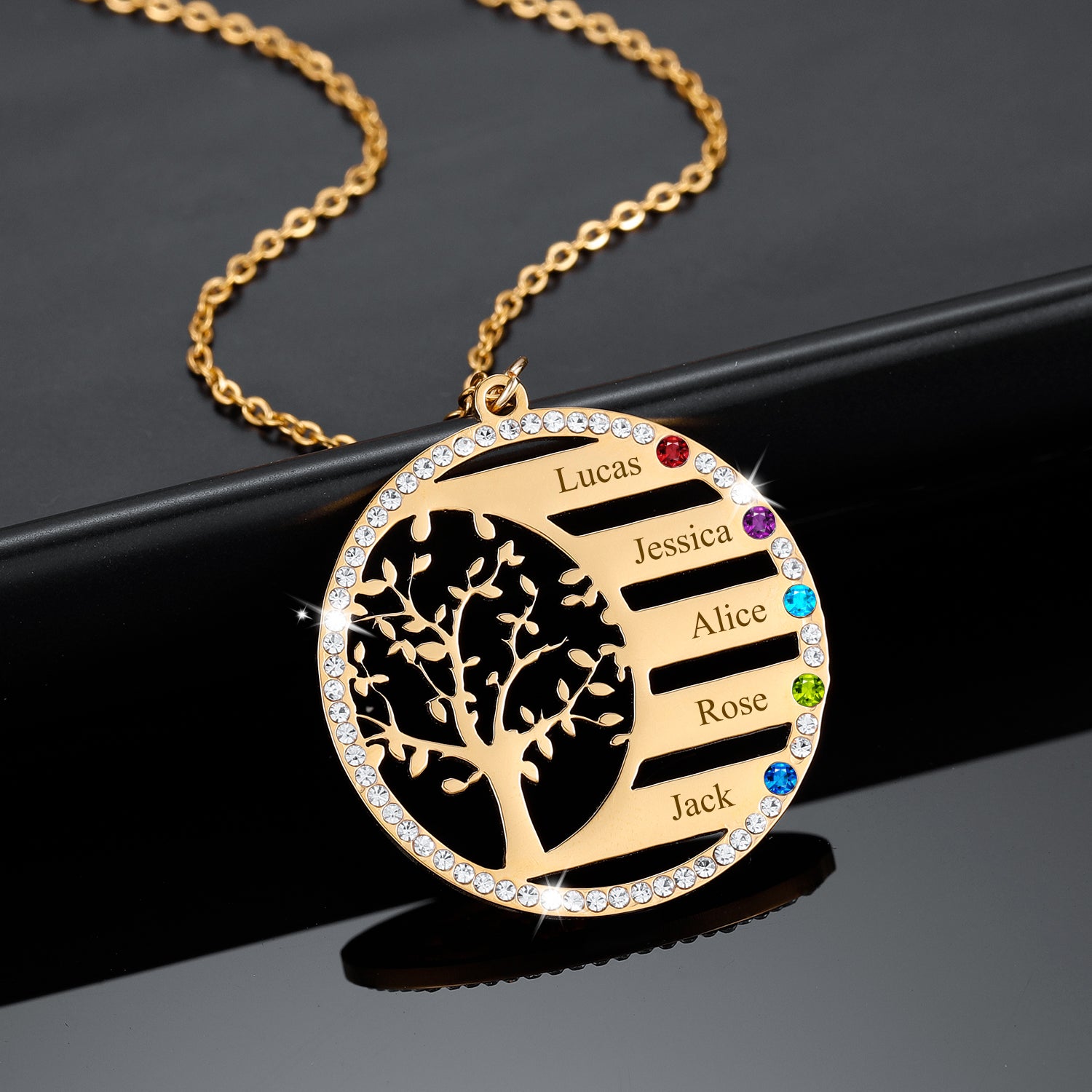 Personalized Birthstone Family Tree Necklace