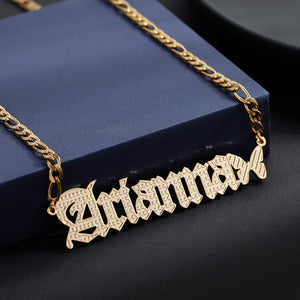 Personalized Butterfly Old English Necklace