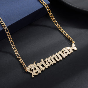 Personalized Butterfly Old English Necklace