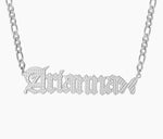 Personalized Butterfly Old English Necklace