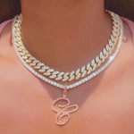 Y Pink Crystal Cursive Letter Pendant Necklace