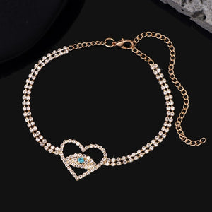 Evil Eye Rhinestone Tennis Anklet Bracelet