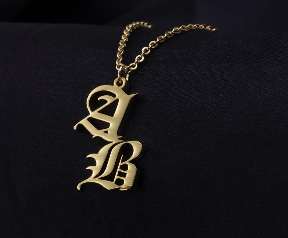 Old English Double Initial Necklace
